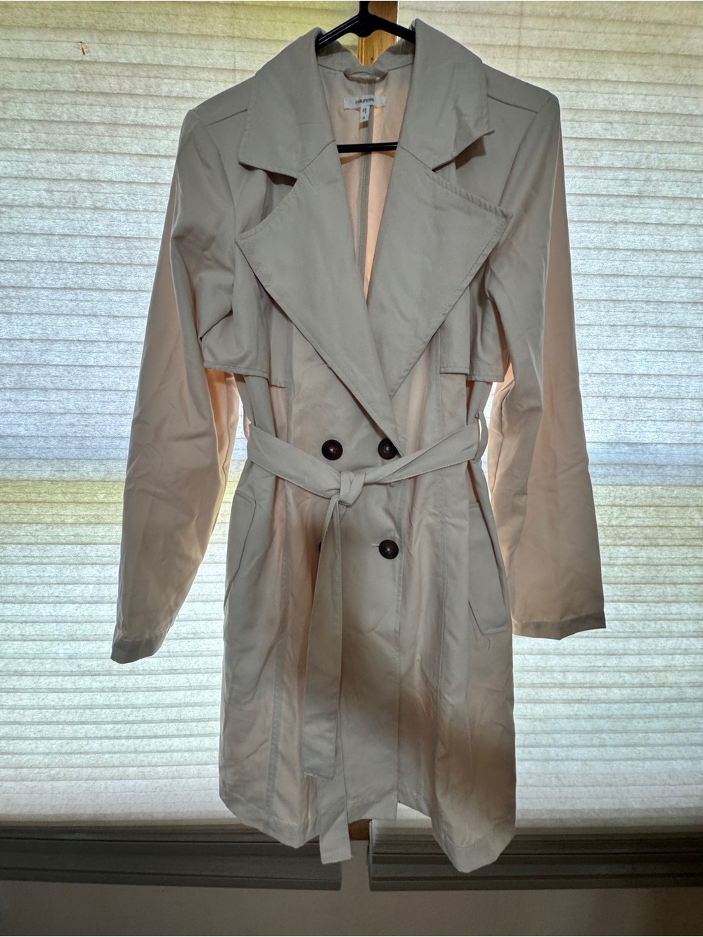 Maurices beige double-breasted trench with waist tie